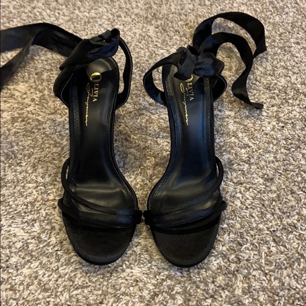 NEVER WORN black lace up heels, size 8